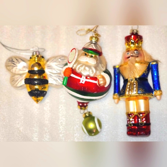 Macy's Other - 3 Blown Glass Christmas Tree Ornaments